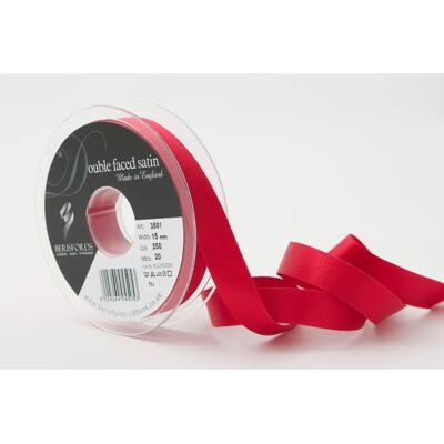 Berisfords 15mm Ruban de satin double face - 250 Rouge Berisfords 15mm Ruban de satin double face - 250 Rouge