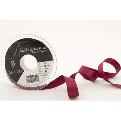 Nastro in raso doppio Berisfords Burgundy - 15mm - Per lavori artistici e decorazioni Nastro in raso doppio Berisfords Burgundy - 15mm - Per lavori artistici e decorazioni