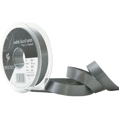 Berisfords 15mm Double-Sided Satin Ribbon - Smoked Gray Berisfords 15mm Double-Sided Satin Ribbon - Smoked Gray