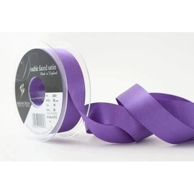Berisfords Violet Double-Sided Satin Ribbon - 25mm - Per Meter Berisfords Violet Double-Sided Satin Ribbon - 25mm - Per Meter