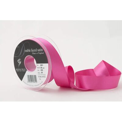 Berisfords Fuchsia Double-Sided Satin Ribbon - 25mm Berisfords Fuchsia Double-Sided Satin Ribbon - 25mm