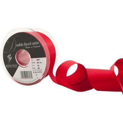 Berisfords Rote Doppelseitige Satinschnur - 35mm - pro Meter Berisfords Rote Doppelseitige Satinschnur - 35mm - pro Meter