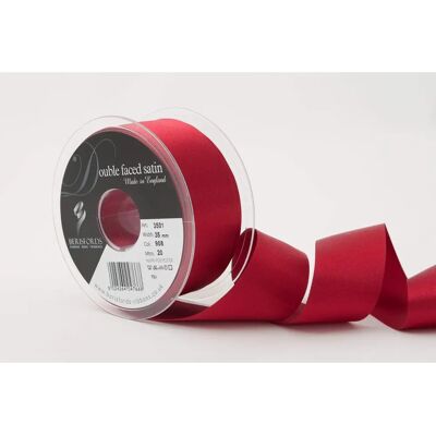Berisfords Scarlet Berry Double-Sided Satin Ribbon - 35mm - per Meter Berisfords Scarlet Berry Double-Sided Satin Ribbon - 35mm - per Meter