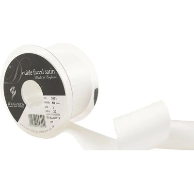 Berisfords Ruban en satin double face blanc - 5cm - 20m - Ruban Berisfords Ruban en satin double face blanc - 5cm - 20m - Ruban