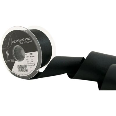 Berisfords Satin Ribbon - Double-sided 10 Black - 5cm - per meter Berisfords Satin Ribbon - Double-sided 10 Black - 5cm - per meter