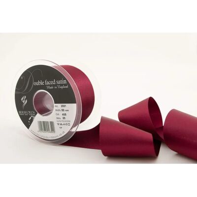 Berisfords Burgundy Double-Sided Satin Ribbon - 5cm Berisfords Burgundy Double-Sided Satin Ribbon - 5cm