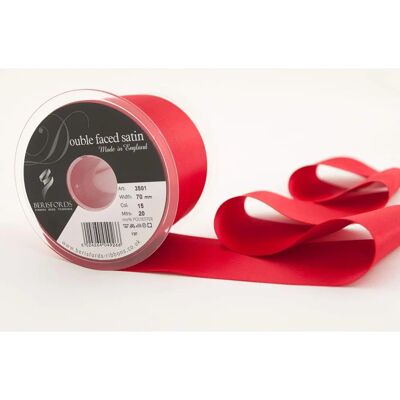 Berisfords Red Double-Sided Satin Ribbon - 7cm - per meter - Ribbon Berisfords Red Double-Sided Satin Ribbon - 7cm - per meter - Ribbon