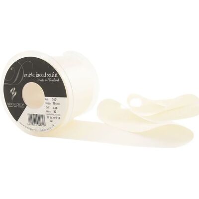 Ruban en satin Berisfords Blanc Mariée - 7cm - au mètre Ruban en satin Berisfords Blanc Mariée - 7cm - au mètre