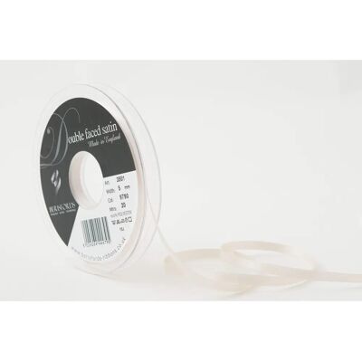 Ruban en satin double face Berisfords Perle - 5mm - par mètre Ruban en satin double face Berisfords Perle - 5mm - par mètre