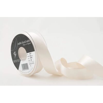 Ruban en satin double face Berisfords Perle - 25mm Ruban en satin double face Berisfords Perle - 25mm