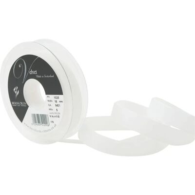Berisfords Wit Fluwelen Lint - 5m Luxe Knutselband Berisfords Wit Fluwelen Lint - 5m Luxe Knutselband