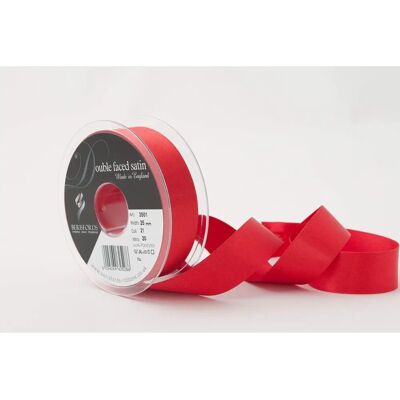 Ruban en satin double rouge Berisfords - 25mm - au mètre - Type de produit - Publicité Ruban en satin double rouge Berisfords - 25mm - au mètre - Type de produit - Publicité