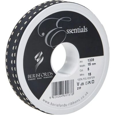 Ruban Grosgrain Noir/Ivoire de Berisfords - Ruban Ruban Grosgrain Noir/Ivoire de Berisfords - Ruban