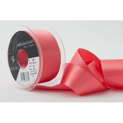 Berisfords Coral Double-Sided Satin Ribbon - 35mm Berisfords Coral Double-Sided Satin Ribbon - 35mm