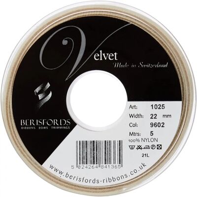 Ruban en Velours Blond Berisfords - 5m - Ruban en Velours Ruban en Velours Blond Berisfords - 5m - Ruban en Velours