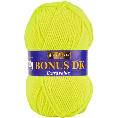 Hayfield Bonus DK Jaune Néon - Fil à tricoter - 100g 280m Hayfield Bonus DK Jaune Néon - Fil à tricoter - 100g 280m