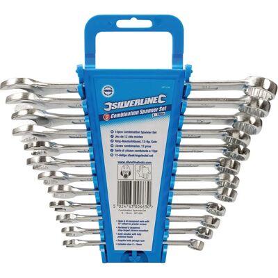 Ensemble de 12 clés combinées Silverline - 8-19mm Ensemble de 12 clés combinées Silverline - 8-19mm