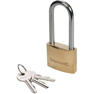 Cadeado de latão Silverline MSS03L com arco longo - Fechadura Cadeado de latão Silverline MSS03L com arco longo - Fechadura