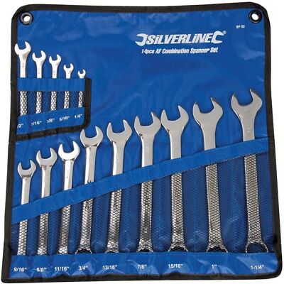 Silverline Combination Spanner Set 14pce - 1/4-1-1/4" Silverline Combination Spanner Set 14pce - 1/4-1-1/4"