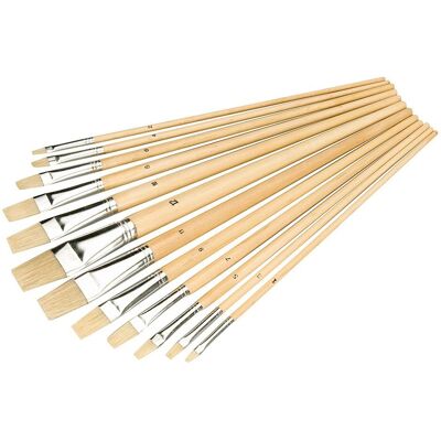 Ensemble de Pinceaux d'Artiste - 12 Pointes Plates - Silverline Ensemble de Pinceaux d'Artiste - 12 Pointes Plates - Silverline