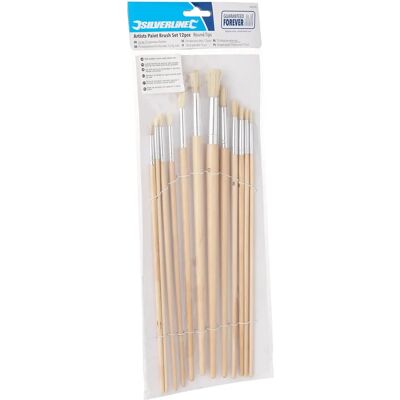 Set de 12 Pinceaux Ronds pour Artistes - Poils Naturels - Publicité Set de 12 Pinceaux Ronds pour Artistes - Poils Naturels - Publicité