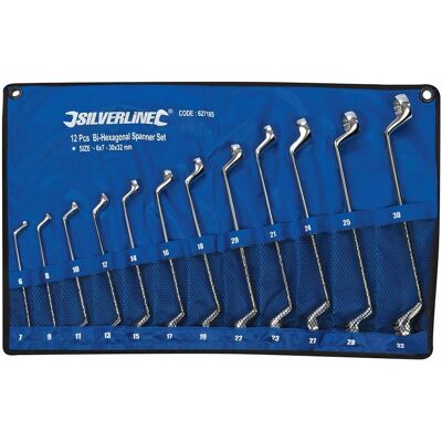 Ensemble de 12 clés à anneau profond décalé Silverline 6-32mm Ensemble de 12 clés à anneau profond décalé Silverline 6-32mm