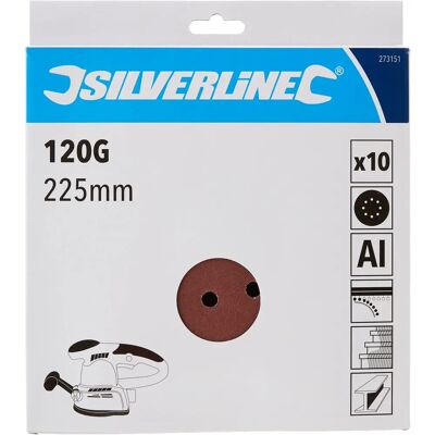 Disques en crochet et boucle Silverline 225mm - Pack de 10, Grain 120 - Publicité Disques en crochet et boucle Silverline 225mm - Pack de 10, Grain 120 - Publicité