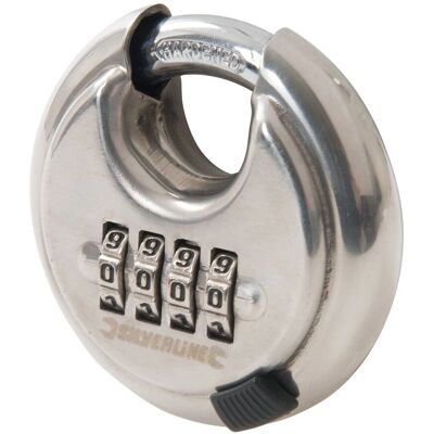 Silverline Stainless Steel Combination Disc Padlock - 4digit Silverline Stainless Steel Combination Disc Padlock - 4digit