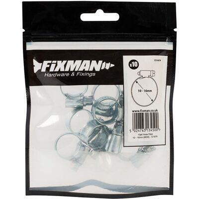 FIXMAN Fascette per tubi 10 pz 10-16mm FIXMAN Fascette per tubi 10 pz 10-16mm