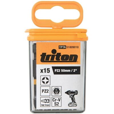 Triton Impact Bits - 15 szt. Pz2 50mm - Zestaw wkrętaków Triton Impact Bits - 15 szt. Pz2 50mm - Zestaw wkrętaków