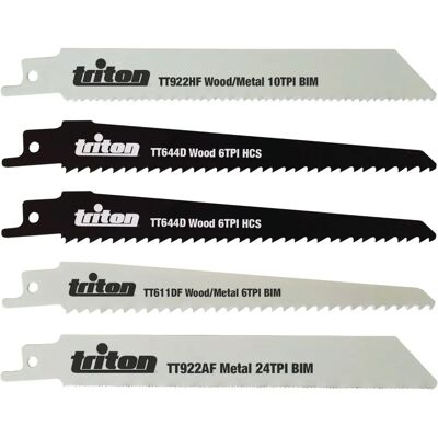 Ensemble de lames pour scie sabre Triton - 150 mm - 5 pièces - Modèle 954242 - Publicité Ensemble de lames pour scie sabre Triton - 150 mm - 5 pièces - Modèle 954242 - Publicité