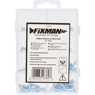 Chiodi per muratura Fixman - 20-40mm - 200 pz Chiodi per muratura Fixman - 20-40mm - 200 pz