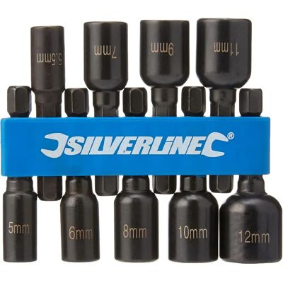Juego de destornilladores magnéticos para tuercas Silverline - 9 piezas, 5-12mm - Métrico Juego de destornilladores magnéticos para tuercas Silverline - 9 piezas, 5-12mm - Métrico