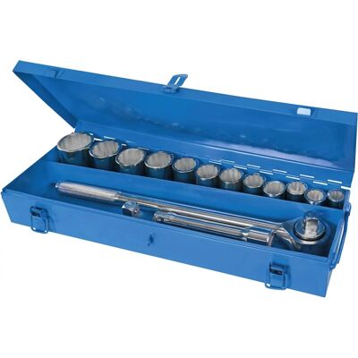 Set de 15 clés à douille 3/4" Silverline - Boîte en acier Set de 15 clés à douille 3/4" Silverline - Boîte en acier