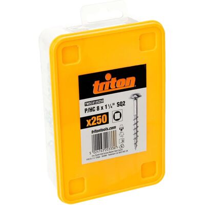 Triton 364986 - Vis à foro tascabile zincées avec tête à disque et filetage grossier, 8 x 1 1/4, 250 pièces, couleur: Argent Triton 364986 - Vis à foro tascabile zincées avec tête à disque et filetage grossier, 8 x 1 1/4, 250 pièces, couleur: Argent