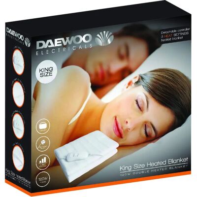 Daewoo King Size Electric Heated Blanket - White - 3 Heat Settings Daewoo King Size Electric Heated Blanket - White - 3 Heat Settings