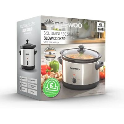 Daewoo SDA1788GE Black Slow Cooker - 6.5L, Stainless Steel Daewoo SDA1788GE Black Slow Cooker - 6.5L, Stainless Steel