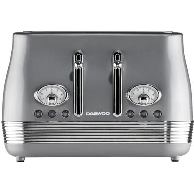 Daewoo Denver Smoked Grey 4 Slice Toaster - Stylish Design With Browning Gauge Daewoo Denver Smoked Grey 4 Slice Toaster - Stylish Design With Browning Gauge