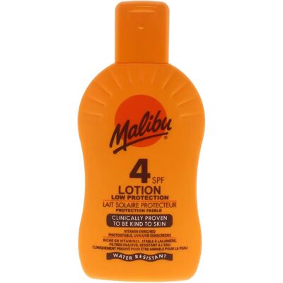 Malibu Malibu Lotion SPF4 Sonnenschutz - Leichte, Wasserfeste SPF4 Lotion Malibu Malibu Lotion SPF4 Sonnenschutz - Leichte, Wasserfeste SPF4 Lotion