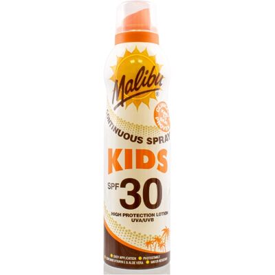Malibu Kids Kontinuierlicher Spray SPF30 - Sonnenschutz für Kinder Malibu Kids Kontinuierlicher Spray SPF30 - Sonnenschutz für Kinder