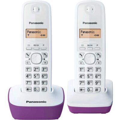 Panasonic KX-TG1612FRF Bezdrátové Telefon - Adresář 50 jmen - Dosah 300m - Fialová & Bílá Panasonic KX-TG1612FRF Bezdrátové Telefon - Adresář 50 jmen - Dosah 300m - Fialová & Bílá