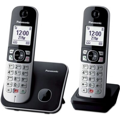 Téléphone sans fil Panasonic KX-TG6852SPB - Identification de l'appelant - Noir - Publicité Téléphone sans fil Panasonic KX-TG6852SPB - Identification de l'appelant - Noir - Publicité