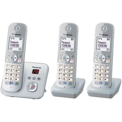 Τηλέφωνο DECT Panasonic KX-TG6823 ασημί/λευκό με 3 ακουστικά Τηλέφωνο DECT Panasonic KX-TG6823 ασημί/λευκό με 3 ακουστικά