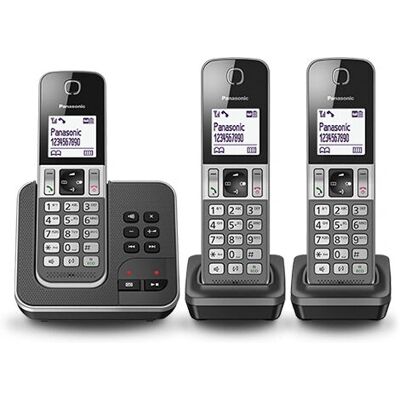 Panasonic KX-TGD323 - Draadloze telefoon met 3 handsets - Zwart Panasonic KX-TGD323 - Draadloze telefoon met 3 handsets - Zwart