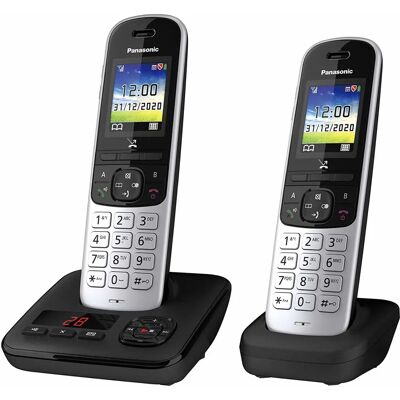Panasonic KX-TGH722G - Teléfono inalámbrico - Contestador - Negro y plata - DECT Panasonic KX-TGH722G - Teléfono inalámbrico - Contestador - Negro y plata - DECT
