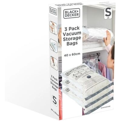Sacs de stockage sous vide petits Black & Decker - Pack de 3 - Publicité Sacs de stockage sous vide petits Black & Decker - Pack de 3 - Publicité