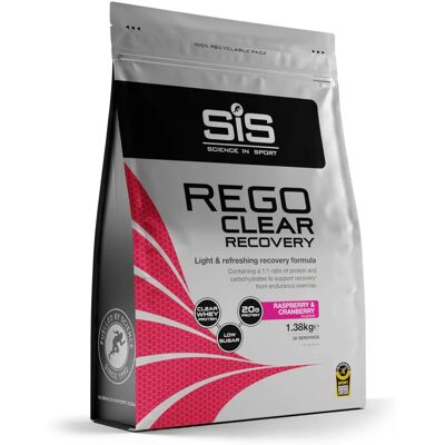 Poudre de récupération SIS Rego Clear Framboise et Canneberge - Protéines, Glucides, Faible en Sucre - Publicité Poudre de récupération SIS Rego Clear Framboise et Canneberge - Protéines, Glucides, Faible en Sucre - Publicité