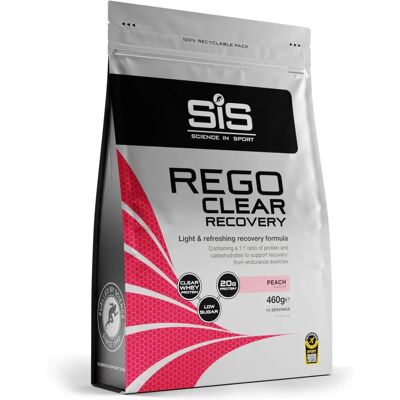 SIS Rego Clear Poudre de Protéines Pêche - Récupération - Publicité SIS Rego Clear Poudre de Protéines Pêche - Récupération - Publicité
