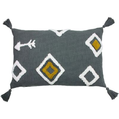 Furn Inka Tufted Cotton Tasselled Cushion - Unisex Furn Inka Tufted Cotton Tasselled Cushion - Unisex