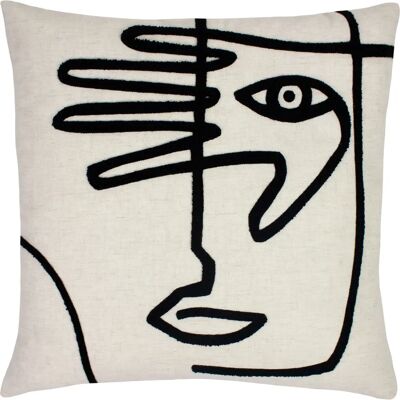 Furn Mono Faccia Astratta Trapuntata in Lino - 50cm x 50cm - Cuscino Furn Mono Faccia Astratta Trapuntata in Lino - 50cm x 50cm - Cuscino